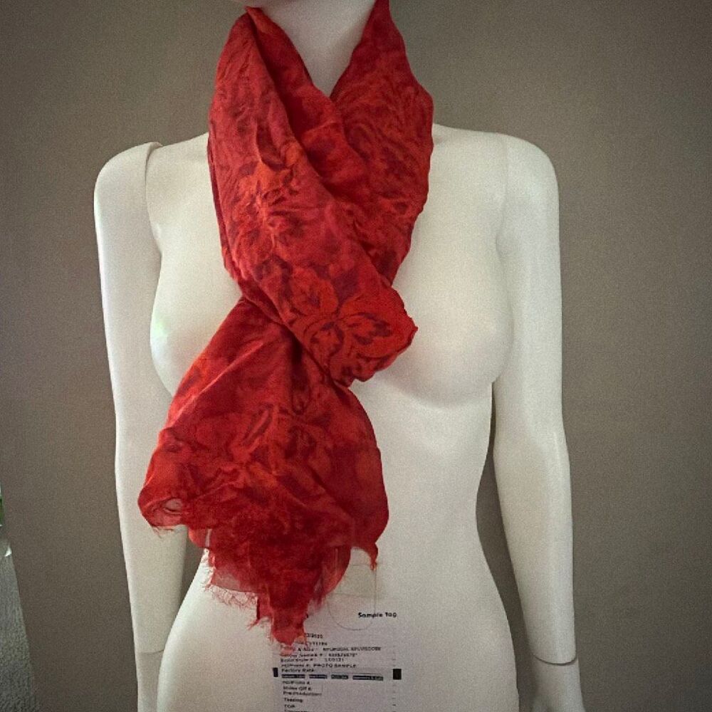 Lauren Ralph Lauren Red Paisley Scarf Oblong Sample